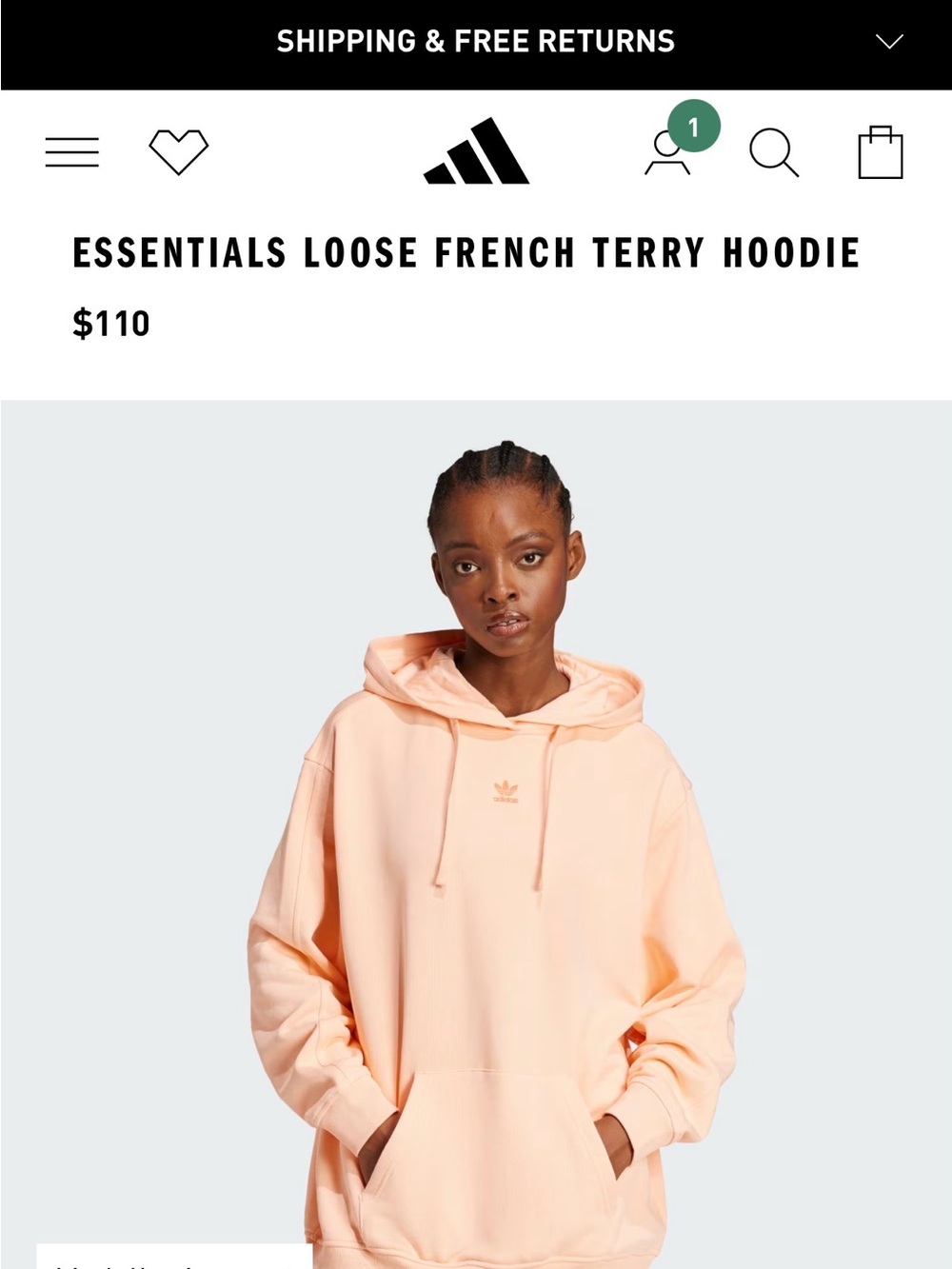 NWOT Adidas Essentials Loose French Terry Hoodie Size M #adidas #fashion